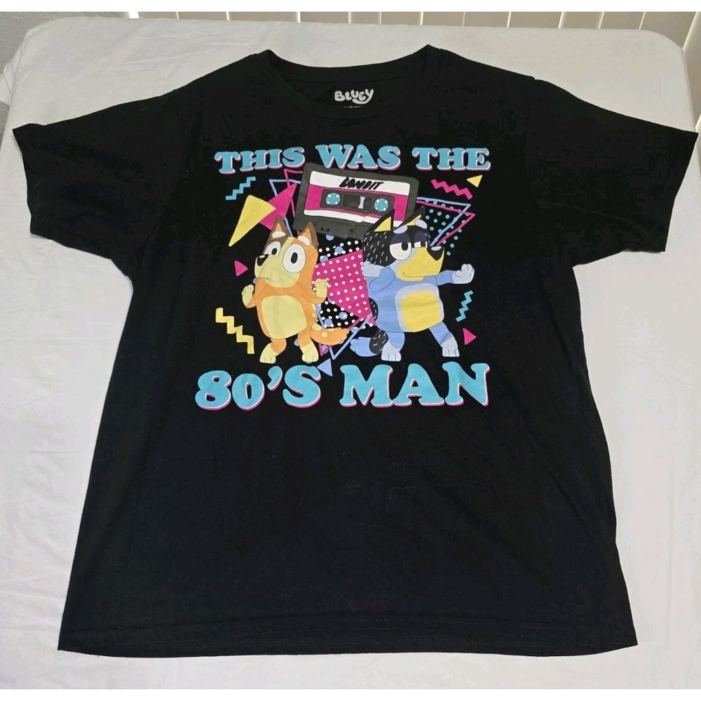 Bluey‎ Unisex Large (42-44) T-shirt Black Short-Sleeve